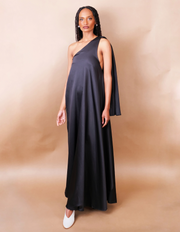 Black Mimina Dress Black one shoulder dress Anissa Mpungwe Atelier 