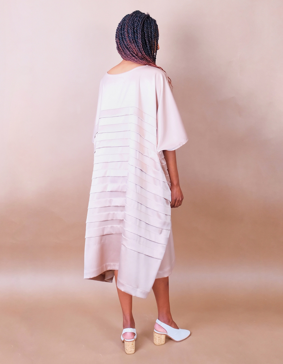 Anissa Mpungwe beige pleated dress