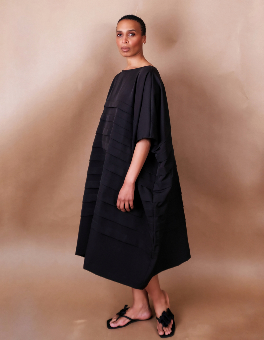 Anissa Mpungwe black pleated dress