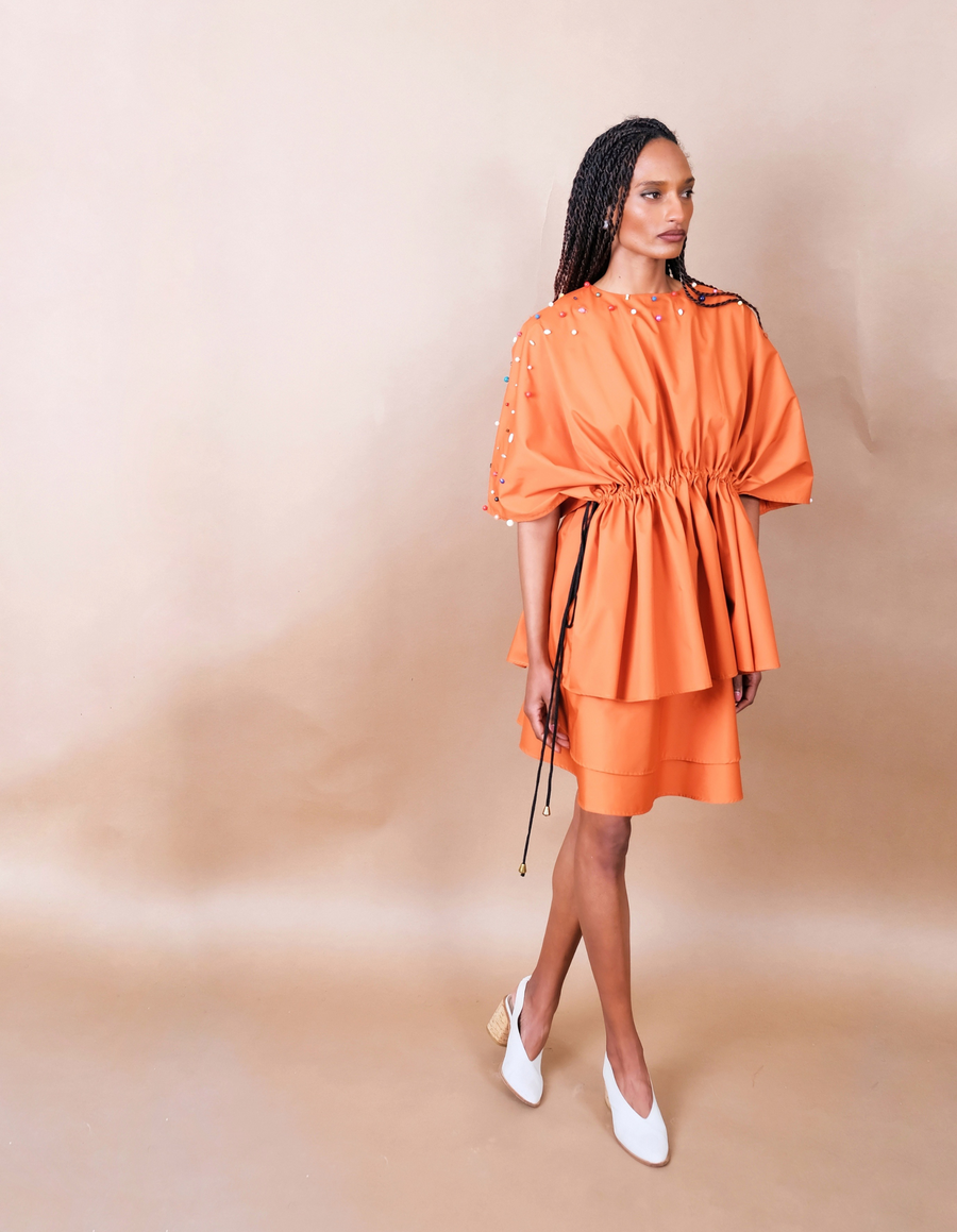 Anissa Mpungwe Atelier, Drawstring Top in orange