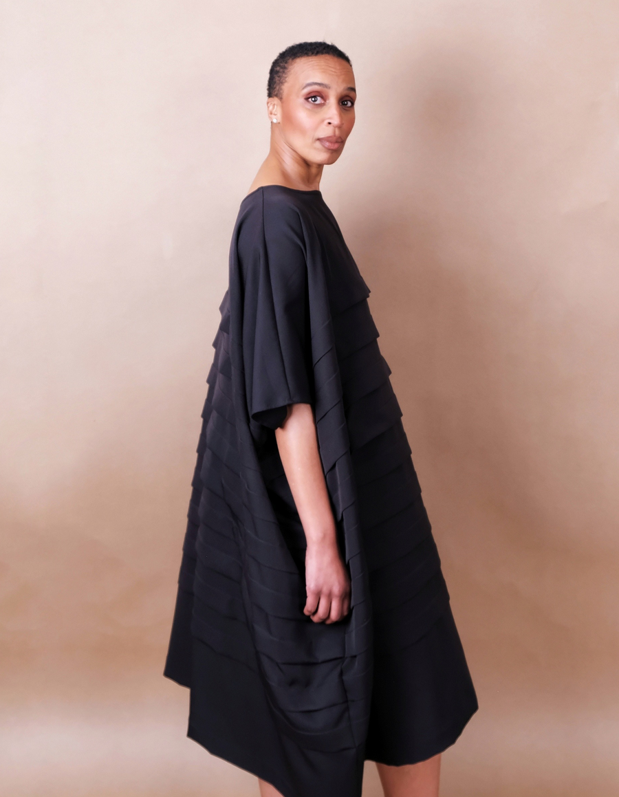 Anissa Mpungwe black pleated dress