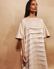 Anissa Mpungwe beige pleated dress