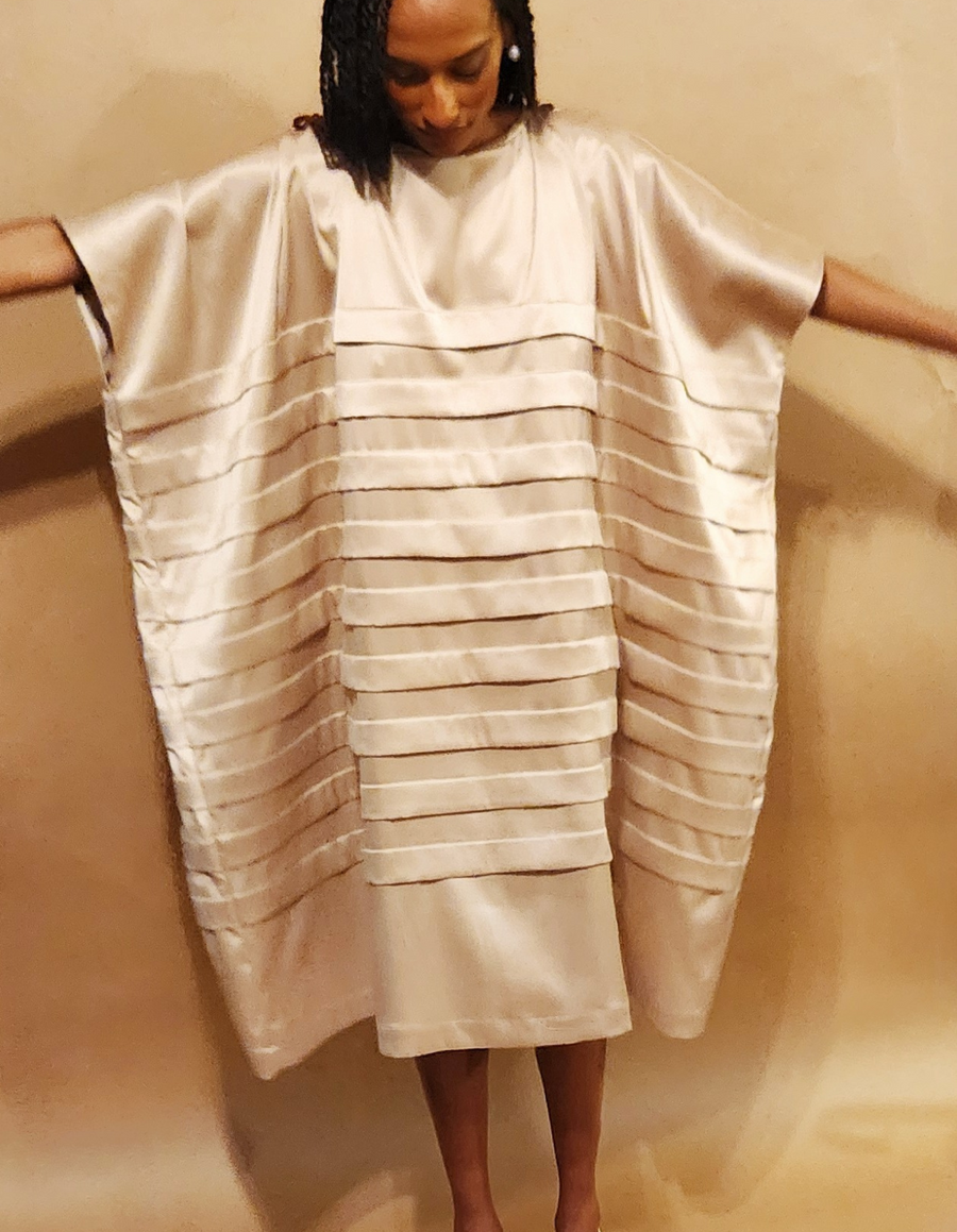 Anissa Mpungwe beige pleated dress