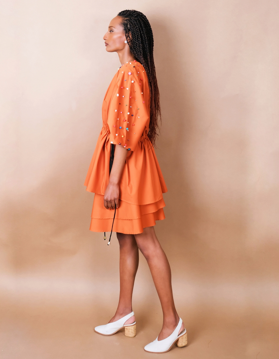 Anissa Mpungwe Atelier, Drawstring Top in orange