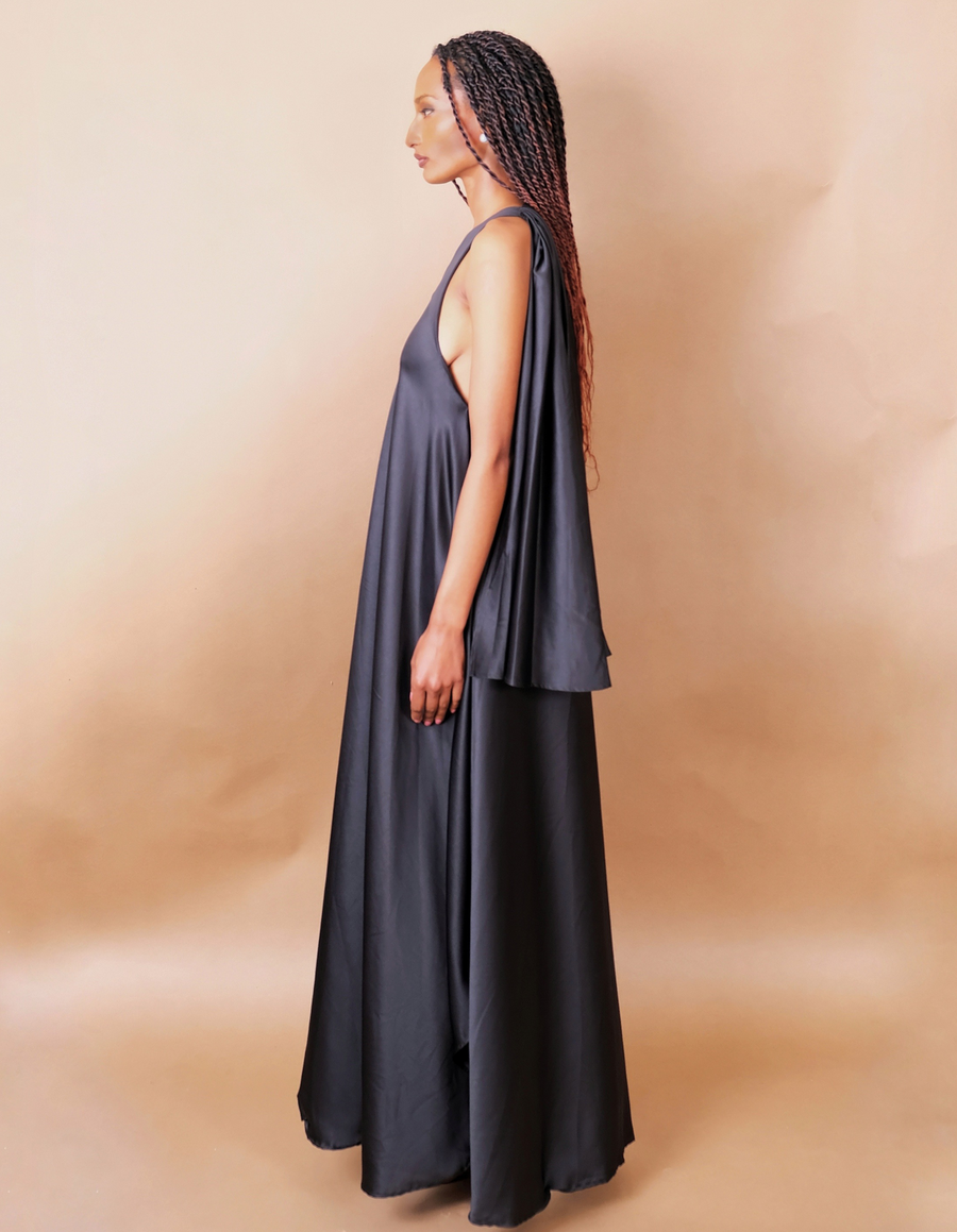 Mimina Dress Black one shoulder dress Anissa Mpungwe Atelier 