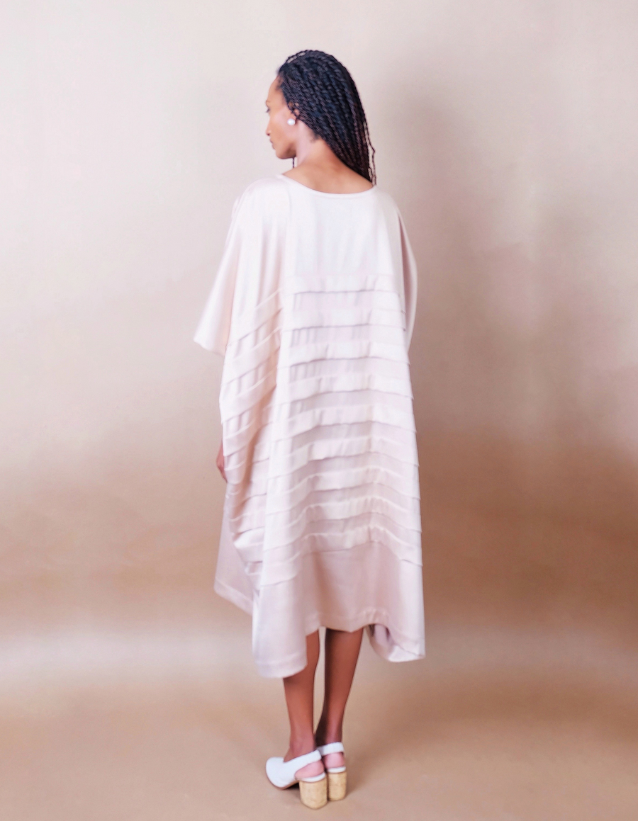 Anissa Mpungwe beige pleated dress
